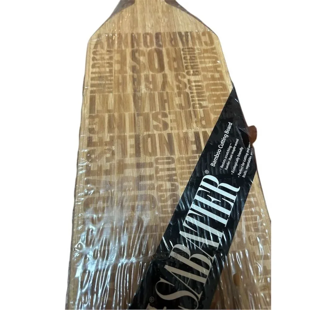 Sabatier Large Bamboo Cutting Board with Handle Brown wine bottle shaped